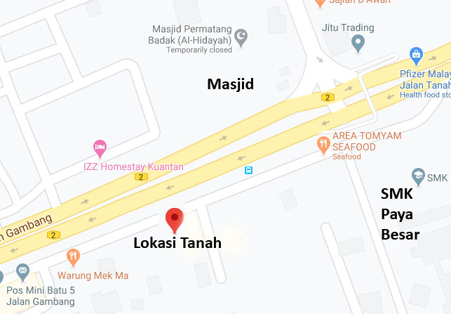 lokasi tanah di Paya Besar, Kuantan untuk dijual